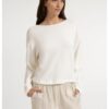 YAYA - Mikina s výstrihom do V na chrbte a efektným prekrížením - milk beige
