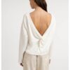 YAYA - Mikina s výstrihom do V na chrbte a efektným prekrížením - milk beige