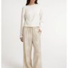YAYA - Mikina s výstrihom do V na chrbte a efektným prekrížením - milk beige