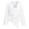 YAYA - Blúzka s viazaním v páse a topom na ramienka - pure white