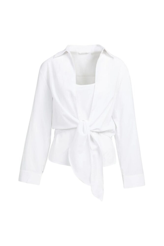 YAYA - Blúzka s viazaním v páse a topom na ramienka - pure white