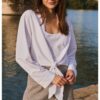 YAYA - Blúzka s viazaním v páse a topom na ramienka - pure white