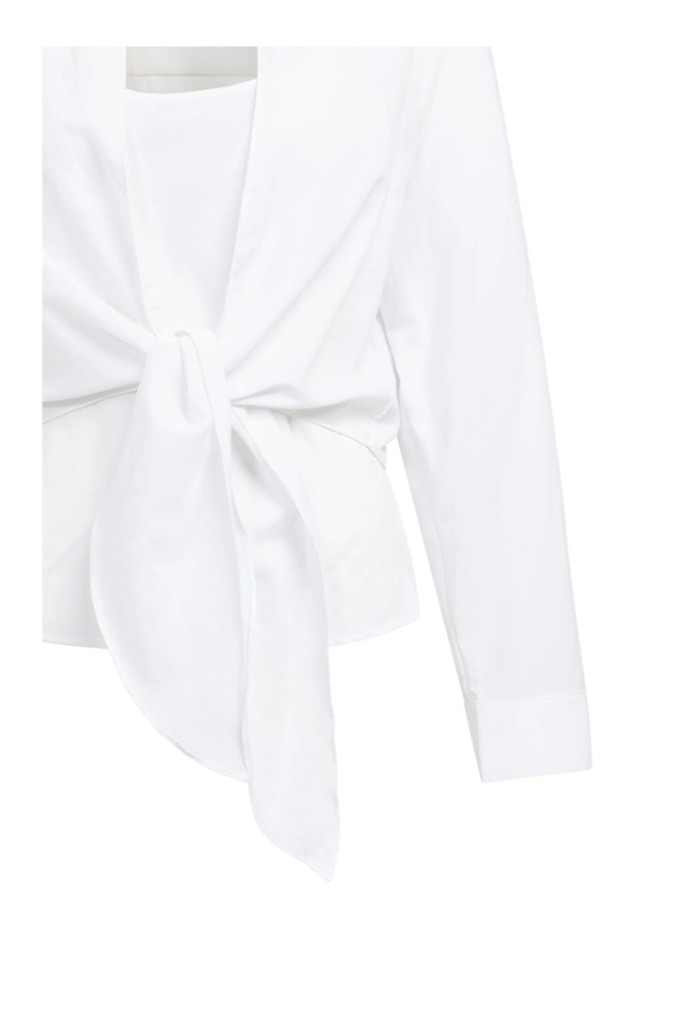 YAYA - Blúzka s viazaním v páse a topom na ramienka - pure white