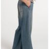 YAYA - Džínsové nohavice so širokými nohavicami a šnúrkou v páse - mid blue denim