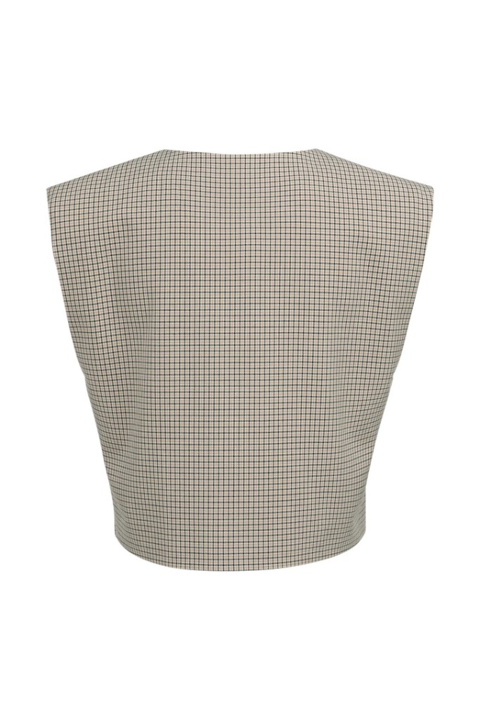YAYA - Károvaná vesta s výraznými ramenami - beige dessin