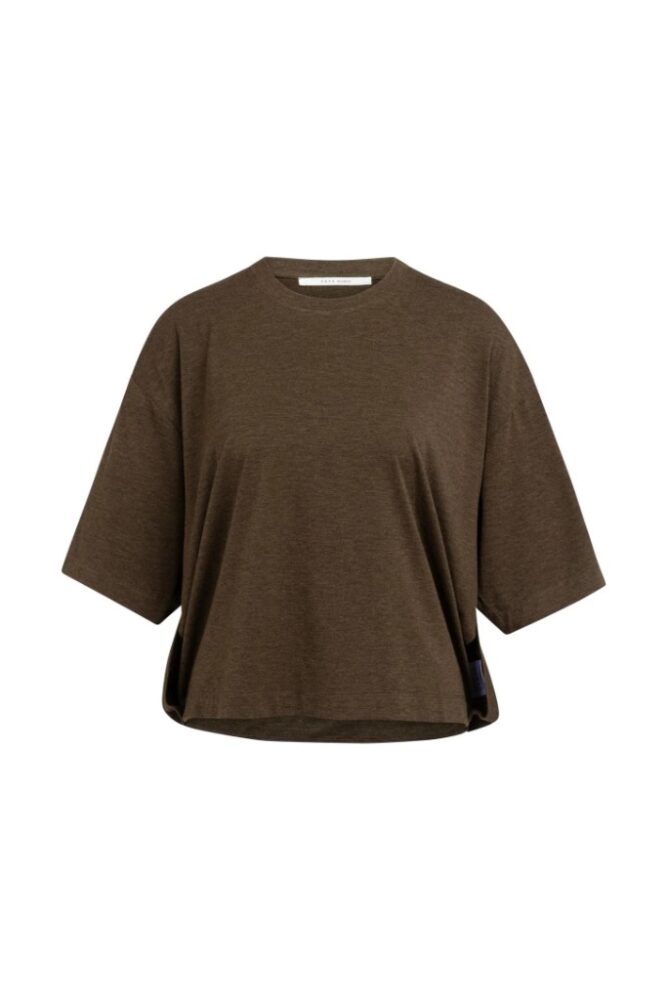 YAYA - Oversize top z jemného úpletu s balónovým zadným dielom - slate black brown melange
