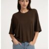YAYA - Oversize top z jemného úpletu s balónovým zadným dielom - slate black brown melange